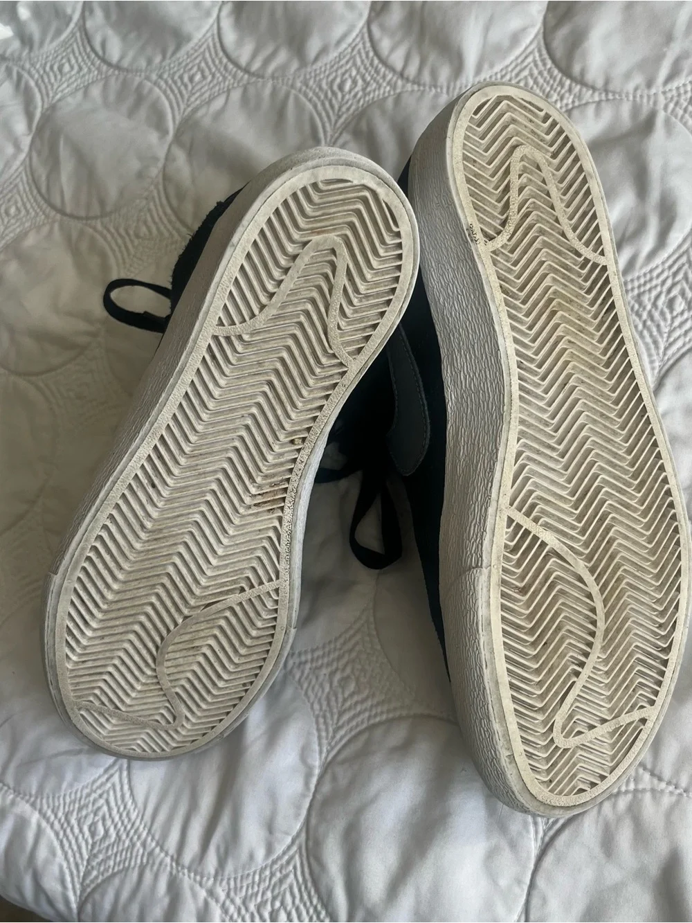 Nike Black Suede High-Top Skate Sneakers with White Soles
